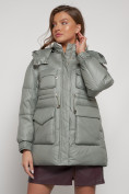 Купить Куртка зимняя женская модная с капюшоном светло-зеленого цвета 13338ZS, фото 22