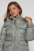 Купить Куртка зимняя женская модная с капюшоном светло-зеленого цвета 13338ZS, фото 23