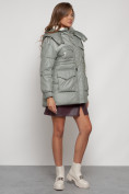 Купить Куртка зимняя женская модная с капюшоном светло-зеленого цвета 13338ZS, фото 3