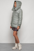 Купить Куртка зимняя женская модная с капюшоном светло-зеленого цвета 13338ZS, фото 6