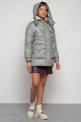 Купить Куртка зимняя женская модная с капюшоном светло-зеленого цвета 13338ZS, фото 7