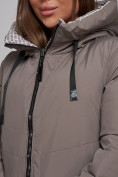 Купить Пальто утепленное двухстороннее женское коричневого цвета 13343K, фото 12