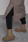 Купить Пальто утепленное двухстороннее женское коричневого цвета 13343K, фото 13