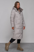 Купить Пальто утепленное двухстороннее женское коричневого цвета 13343K, фото 18