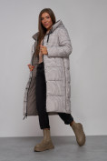 Купить Пальто утепленное двухстороннее женское коричневого цвета 13343K, фото 27