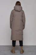 Купить Пальто утепленное двухстороннее женское коричневого цвета 13343K, фото 4