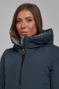 Купить Пальто утепленное двухстороннее женское темно-синего цвета 13343TS, фото 11