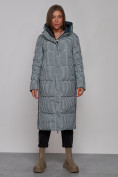 Купить Пальто утепленное двухстороннее женское темно-синего цвета 13343TS, фото 13