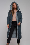 Купить Пальто утепленное двухстороннее женское темно-синего цвета 13343TS, фото 17