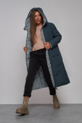 Купить Пальто утепленное двухстороннее женское темно-синего цвета 13343TS, фото 18