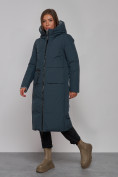 Купить Пальто утепленное двухстороннее женское темно-синего цвета 13343TS, фото 2