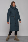 Купить Пальто утепленное двухстороннее женское темно-синего цвета 13343TS, фото 3