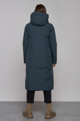 Купить Пальто утепленное двухстороннее женское темно-синего цвета 13343TS, фото 4