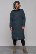 Купить Пальто утепленное двухстороннее женское темно-синего цвета 13343TS, фото 5