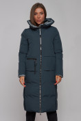 Купить Пальто утепленное двухстороннее женское темно-синего цвета 13343TS, фото 6