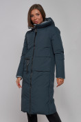 Купить Пальто утепленное двухстороннее женское темно-синего цвета 13343TS, фото 7