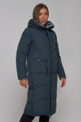 Купить Пальто утепленное двухстороннее женское темно-синего цвета 13343TS, фото 8