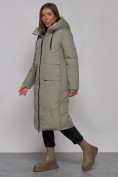 Купить Пальто утепленное двухстороннее женское зеленого цвета 13343Z, фото 2
