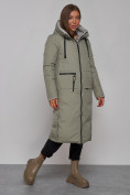 Купить Пальто утепленное двухстороннее женское зеленого цвета 13343Z, фото 3