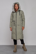 Купить Пальто утепленное двухстороннее женское зеленого цвета 13343Z, фото 5