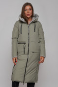 Купить Пальто утепленное двухстороннее женское зеленого цвета 13343Z, фото 6