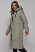 Купить Пальто утепленное двухстороннее женское зеленого цвета 13343Z, фото 7