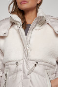 Купить Куртка зимняя женская модная из овчины бежевого цвета 13350B, фото 12