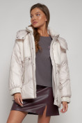 Купить Куртка зимняя женская модная из овчины бежевого цвета 13350B, фото 18