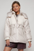 Купить Куртка зимняя женская модная из овчины бежевого цвета 13350B, фото 19