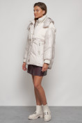 Купить Куртка зимняя женская модная из овчины бежевого цвета 13350B, фото 2