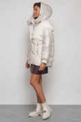 Купить Куртка зимняя женская модная из овчины бежевого цвета 13350B, фото 6