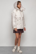Купить Куртка зимняя женская модная из овчины бежевого цвета 13350B, фото 7