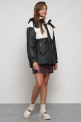 Купить Куртка зимняя женская модная из овчины черного цвета 13350Ch, фото 3