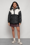 Купить Куртка зимняя женская модная из овчины черного цвета 13350Ch, фото 5