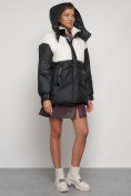 Купить Куртка зимняя женская модная из овчины черного цвета 13350Ch, фото 7