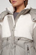 Купить Куртка зимняя женская модная из овчины светло-коричневого цвета 13350SK, фото 11