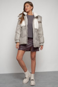Купить Куртка зимняя женская модная из овчины светло-коричневого цвета 13350SK, фото 13
