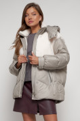 Купить Куртка зимняя женская модная из овчины светло-коричневого цвета 13350SK, фото 14