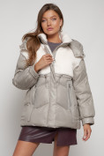Купить Куртка зимняя женская модная из овчины светло-коричневого цвета 13350SK, фото 16