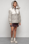 Купить Куртка зимняя женская модная из овчины светло-коричневого цвета 13350SK, фото 7