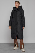 Купить Пальто утепленное с капюшоном зимнее женское черного цвета 13363Ch