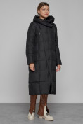 Купить Пальто утепленное с капюшоном зимнее женское черного цвета 13363Ch, фото 3