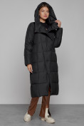 Купить Пальто утепленное с капюшоном зимнее женское черного цвета 13363Ch, фото 6