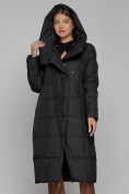 Купить Пальто утепленное с капюшоном зимнее женское черного цвета 13363Ch, фото 7