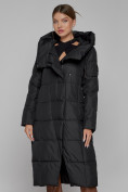 Купить Пальто утепленное с капюшоном зимнее женское черного цвета 13363Ch, фото 8