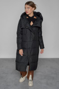 Купить Пальто утепленное с капюшоном зимнее женское черного цвета 13363Ch, фото 10