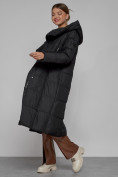 Купить Пальто утепленное с капюшоном зимнее женское черного цвета 13363Ch, фото 12