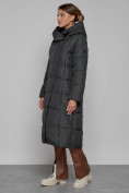 Купить Пальто утепленное с капюшоном зимнее женское темно-серого цвета 13363TC, фото 14
