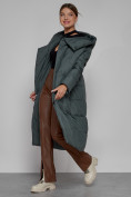 Купить Пальто утепленное с капюшоном зимнее женское темно-зеленого цвета 13363TZ, фото 12
