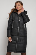 Купить Пальто утепленное с капюшоном зимнее женское черного цвета 13816Ch, фото 17
